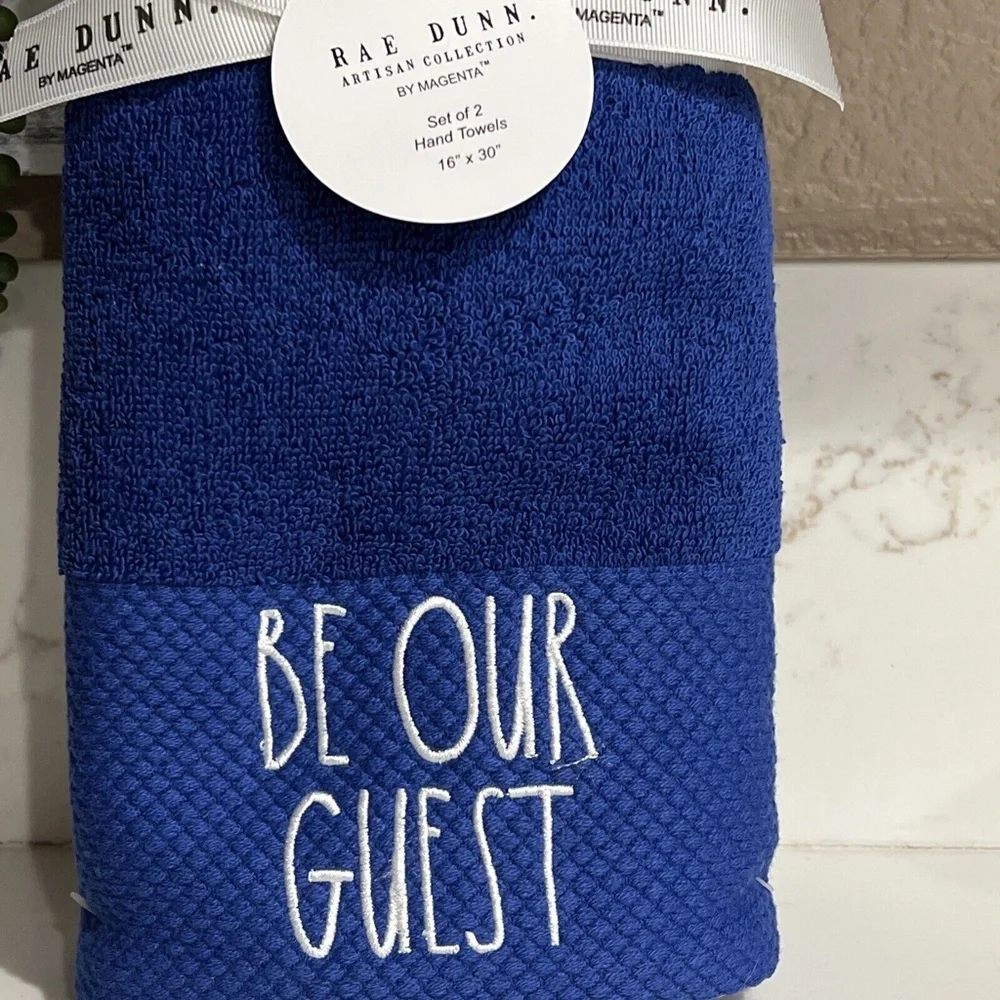 Rae Dunn Set Of 2 Hand Towels - BE OUR GUEST